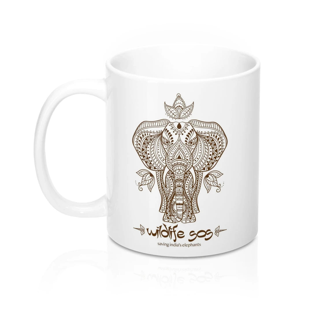 Printify Drinkware Accessory | WLSOS Henna Elephant | Coffee Mug