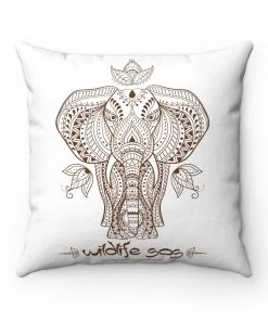Printify Accessory | WLSOS Henna Elephant | Square Pillow Wildlife SOS