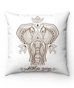 Printify Accessory | WLSOS Henna Elephant | Square Pillow Wildlife SOS