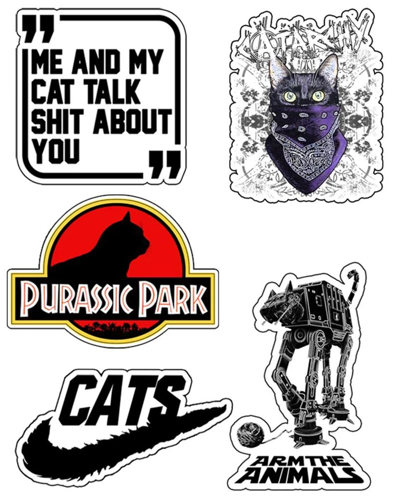 Arm The Animals Cat Designs Stickers | Cat Lovers | 4mm UV Coated Die Cut Sticker Set