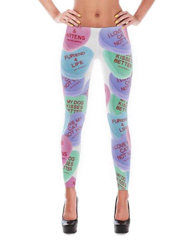 Printful Women's | Candy Heart | Leggings (White)