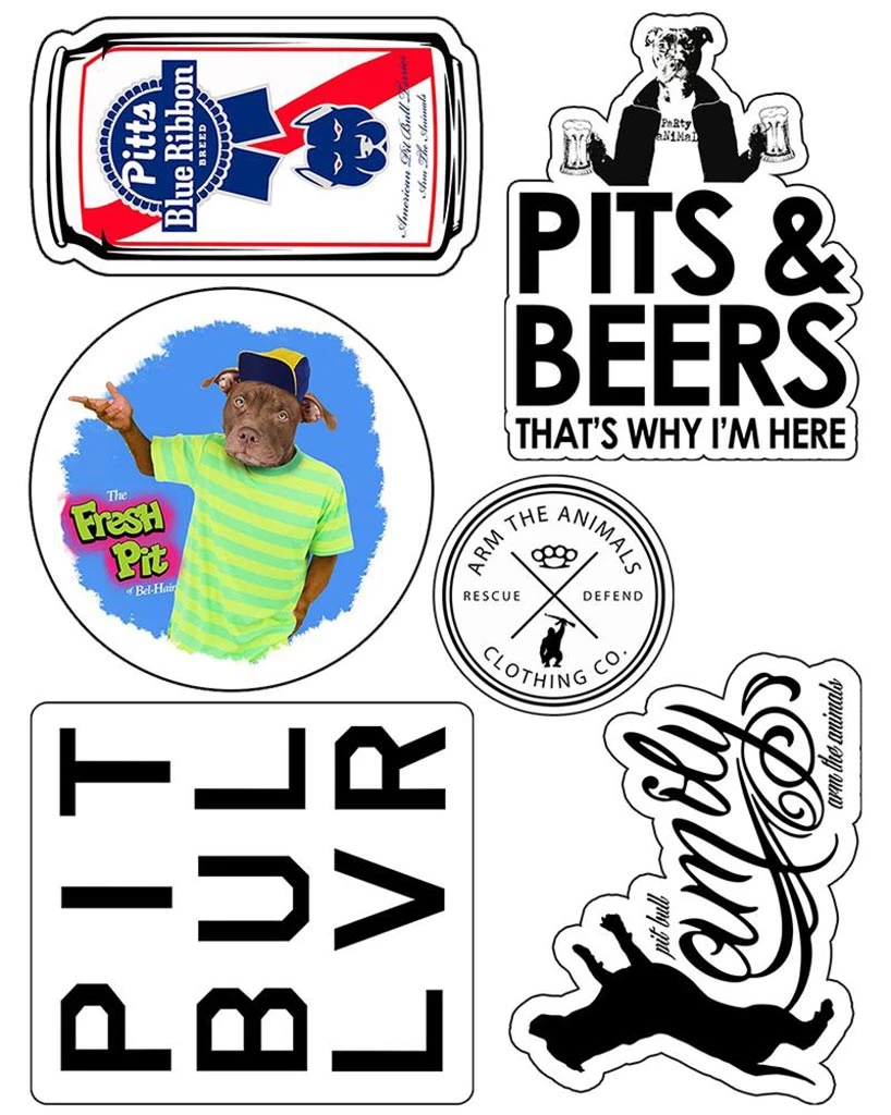 Arm The Animals Stickers | Pit Bull Lovers | 4mm UV Coated Die Cut Sticker Set