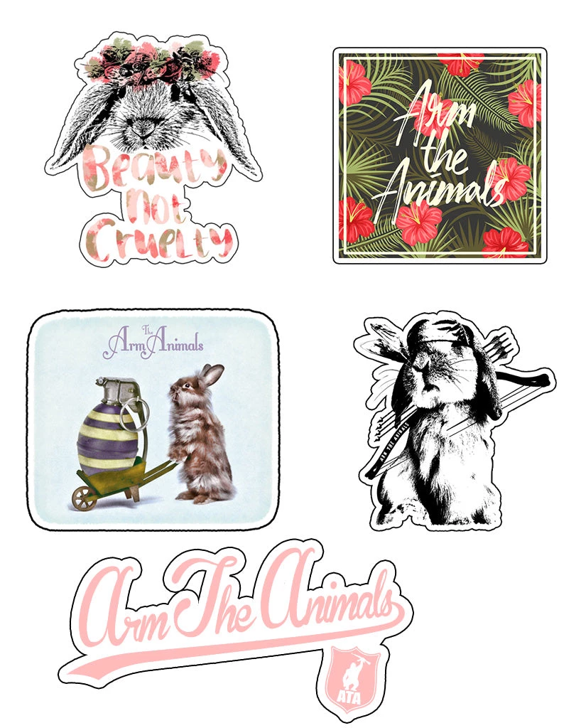 Arm The Animals Stickers | Bunny Lovers | 4mm UV Coated Die Cut Sticker Set Collections