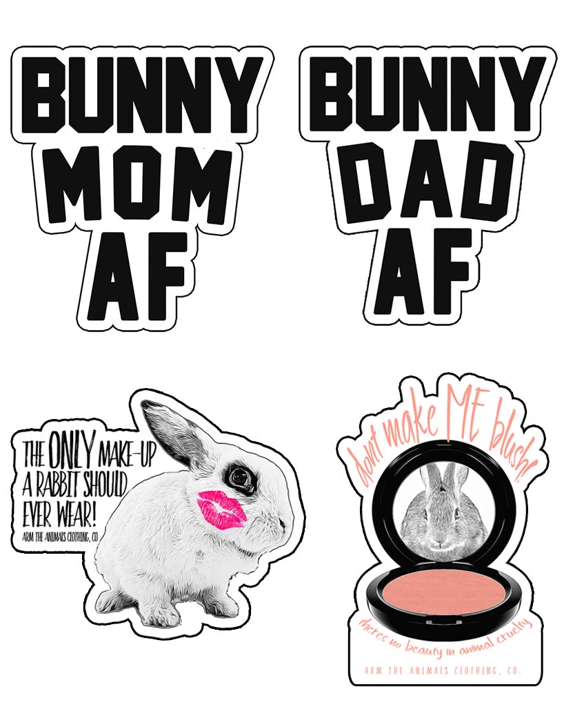 Arm The Animals Stickers | Bunny Lovers | 4mm UV Coated Die Cut Sticker Set Collections