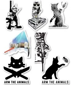 Arm The Animals Cat Designs Stickers | Cat Lovers | 4mm UV Coated Die Cut Sticker Set