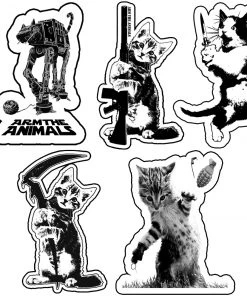 Arm The Animals Stickers | Cats Of War | 4mm UV Coated Die Cut Sticker Set