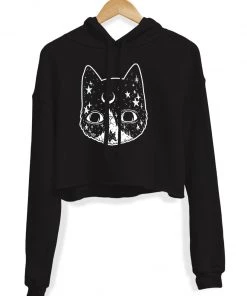 Arm The Animals Women's | Crescent Cat | Crop Hoodie Crop Hoodies