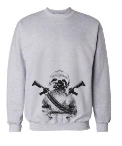 Arm The Animals Crewneck Sweatshirts Unisex | Artillery Sloth | Crewneck Sweatshirt