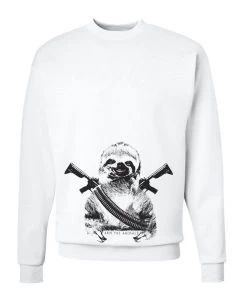 Arm The Animals Crewneck Sweatshirts Unisex | Artillery Sloth | Crewneck Sweatshirt