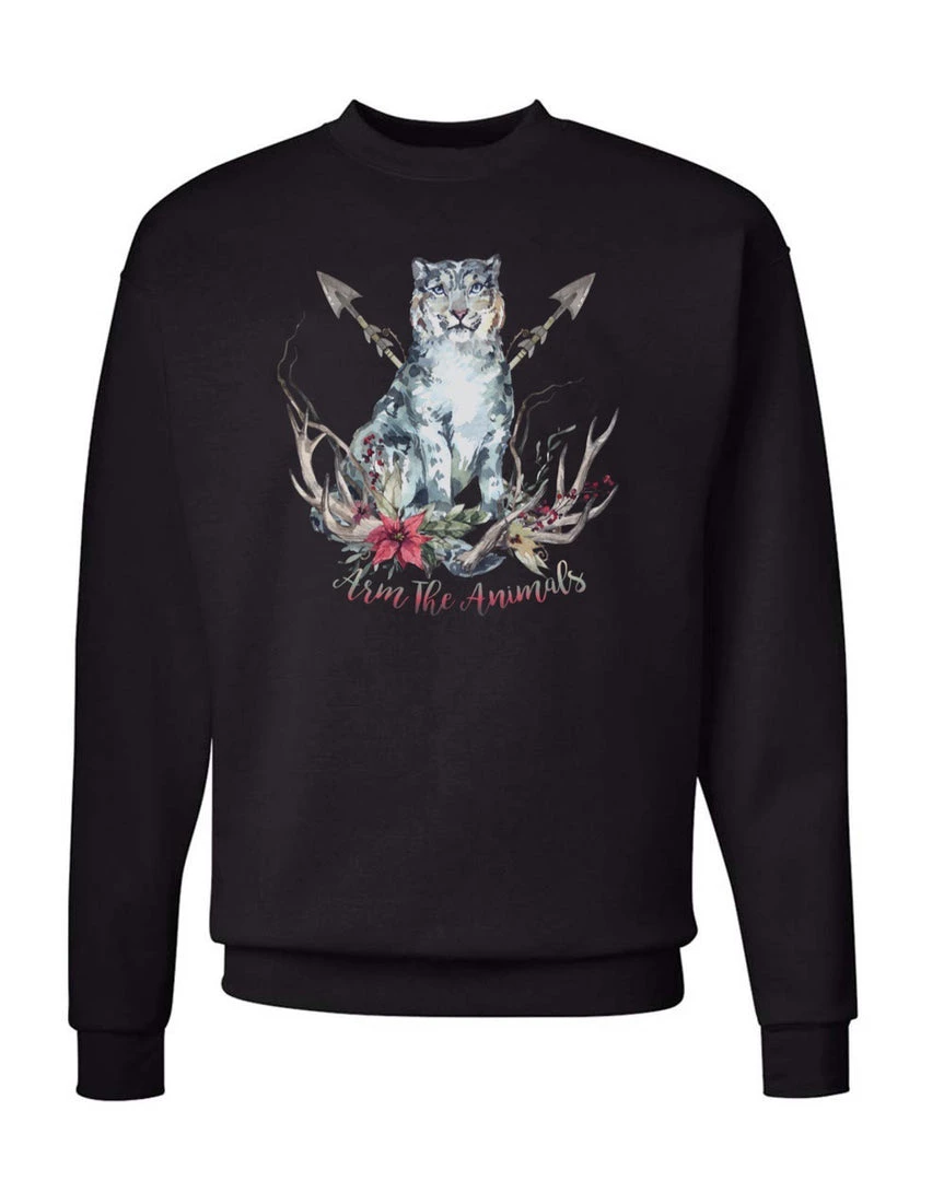 Arm The Animals Unisex | Ridgeline Snow Leopard | Crewneck Sweatshirt Crew Sweatshirts