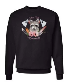 Arm The Animals Unisex | Woodland Raccoon | Crewneck Sweatshirt Crew Sweatshirts