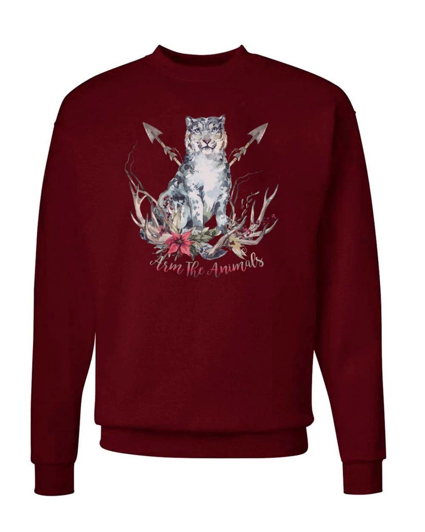 Arm The Animals Unisex | Ridgeline Snow Leopard | Crewneck Sweatshirt Crew Sweatshirts