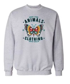 Arm The Animals Crew Sweatshirts Unisex | Varsity Butterfly | Crewneck Sweatshirt
