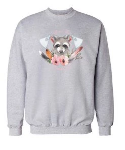 Arm The Animals Unisex | Woodland Raccoon | Crewneck Sweatshirt Crew Sweatshirts