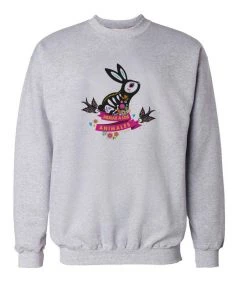 Arm The Animals Unisex | Bunny Alebrije | Crewneck Sweatshirt Crew Sweatshirts