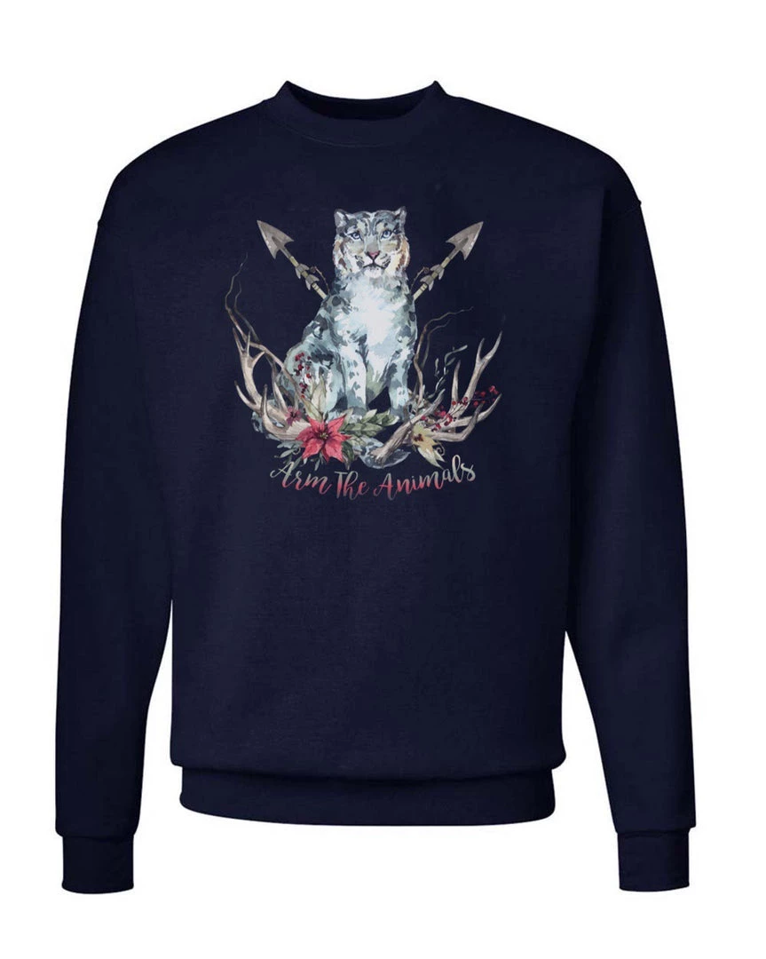 Arm The Animals Unisex | Ridgeline Snow Leopard | Crewneck Sweatshirt Crew Sweatshirts