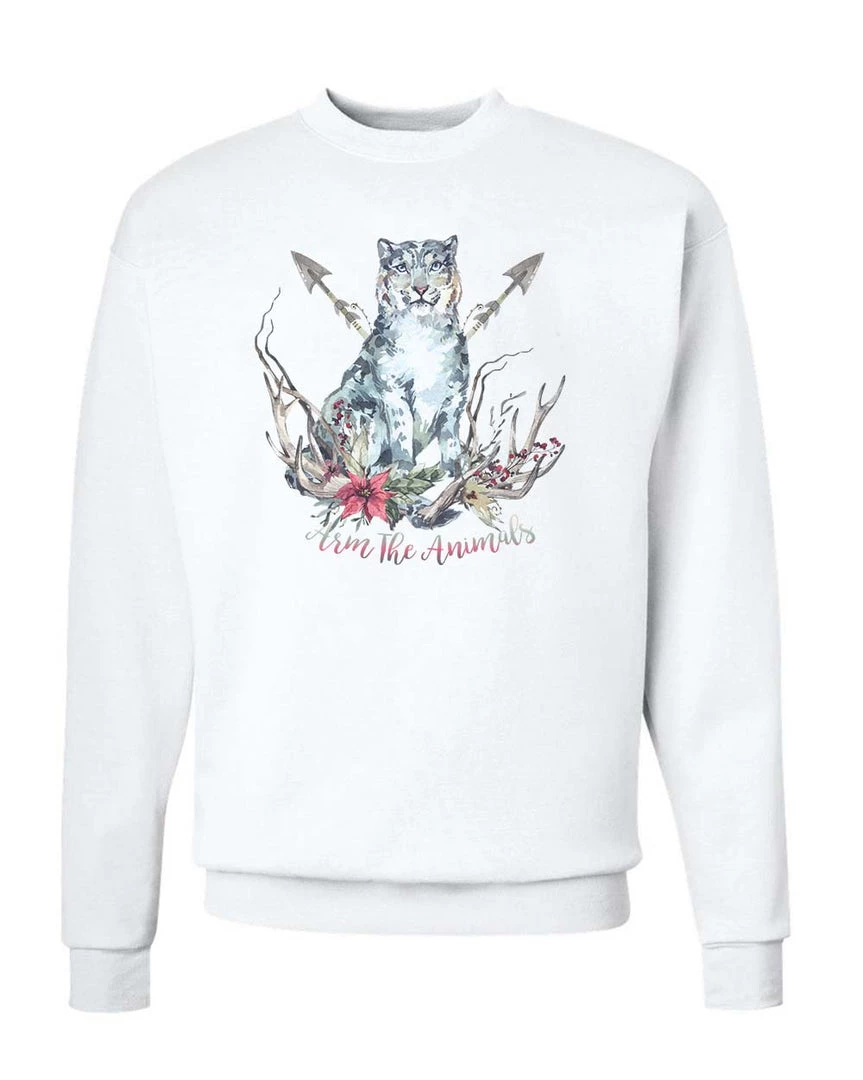 Arm The Animals Unisex | Ridgeline Snow Leopard | Crewneck Sweatshirt Crew Sweatshirts