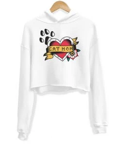 Arm The Animals Crop Hoodies Women's | Tattoo Cat Mom | Crop Hoodie