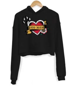 Arm The Animals Women's | Tattoo Dog Mom | Crop Hoodie Crop Hoodies