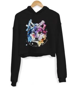 Arm The Animals Women's | Sunset Wolf | Crop Hoodie Crop Hoodies