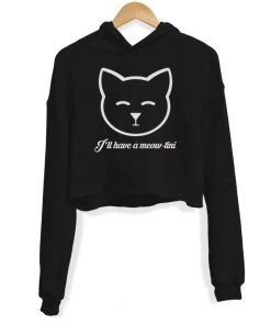 Arm The Animals Women's | Meow-Tini | Crop Hoodie Crop Hoodies