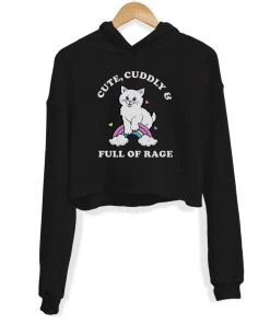 Arm The Animals Women's | Rage Kitty | Crop Hoodie