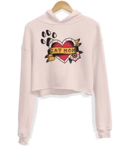 Arm The Animals Crop Hoodies Women's | Tattoo Cat Mom | Crop Hoodie