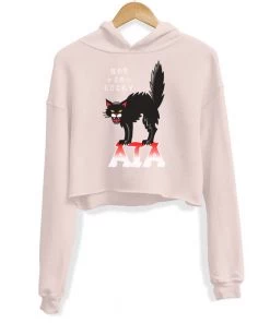 Arm The Animals Women's | Tattoo Black Cat | Crop Hoodie Crop Hoodies