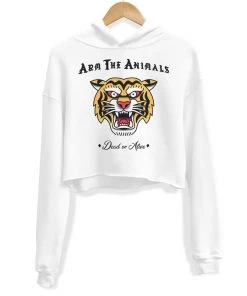 Arm The Animals Women's | Tattoo Tiger | Crop Hoodie Crop Hoodies