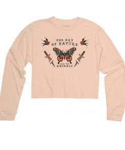 Arm The Animals Women's | Tattoo Butterfly | Cutie Long Sleeve Cut Crop Long Sleeves