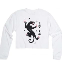 Arm The Animals Women's | Tattoo Black Panther | Cutie Long Sleeve Cut Crop Long Sleeves