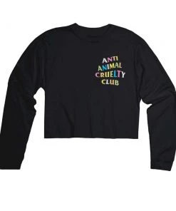 Arm The Animals Cut Crop Long Sleeves Women's | Rainbow Anti Animal Cruelty Club | Cutie Long Sleeve