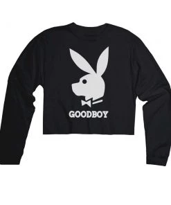 Arm The Animals Women's | Good Boy Bunny Club | Cutie Long Sleeve Cut Crop Long Sleeves