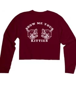 Arm The Animals Cut Crop Long Sleeves Women's | My Kitties | Cutie Long Sleeve