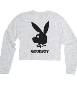 Arm The Animals Women's | Good Boy Bunny Club | Cutie Long Sleeve Cut Crop Long Sleeves