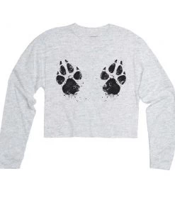 Arm The Animals Women's | Paw-sive Aggressive | Cutie Long Sleeve Cut Crop Long Sleeves
