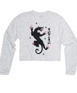 Arm The Animals Women's | Tattoo Black Panther | Cutie Long Sleeve Cut Crop Long Sleeves