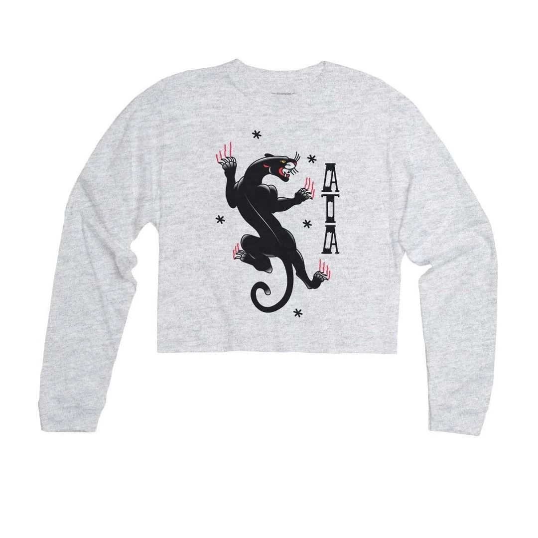 Arm The Animals Women's | Tattoo Black Panther | Cutie Long Sleeve Cut Crop Long Sleeves
