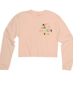 Arm The Animals Cut Crop Long Sleeves Women's | Rainbow Anti Animal Cruelty Club | Cutie Long Sleeve