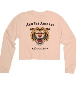 Arm The Animals Women's | Tattoo Tiger | Cutie Long Sleeve Cut Crop Long Sleeves