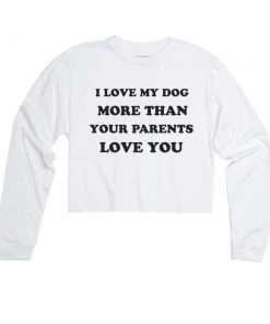 Arm The Animals Women's | Love My Dog | Cutie Long Sleeve Cut Crop Long Sleeves