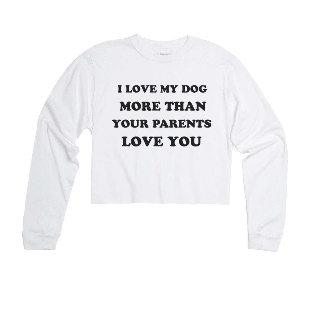 Arm The Animals Women's | Love My Dog | Cutie Long Sleeve Cut Crop Long Sleeves