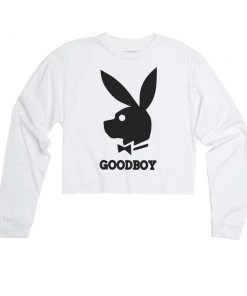 Arm The Animals Women's | Good Boy Bunny Club | Cutie Long Sleeve Cut Crop Long Sleeves