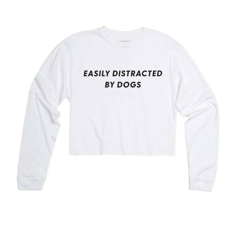 Arm The Animals Cut Crop Long Sleeves Women's | Easily Distracted By Dogs | Cutie Long Sleeve