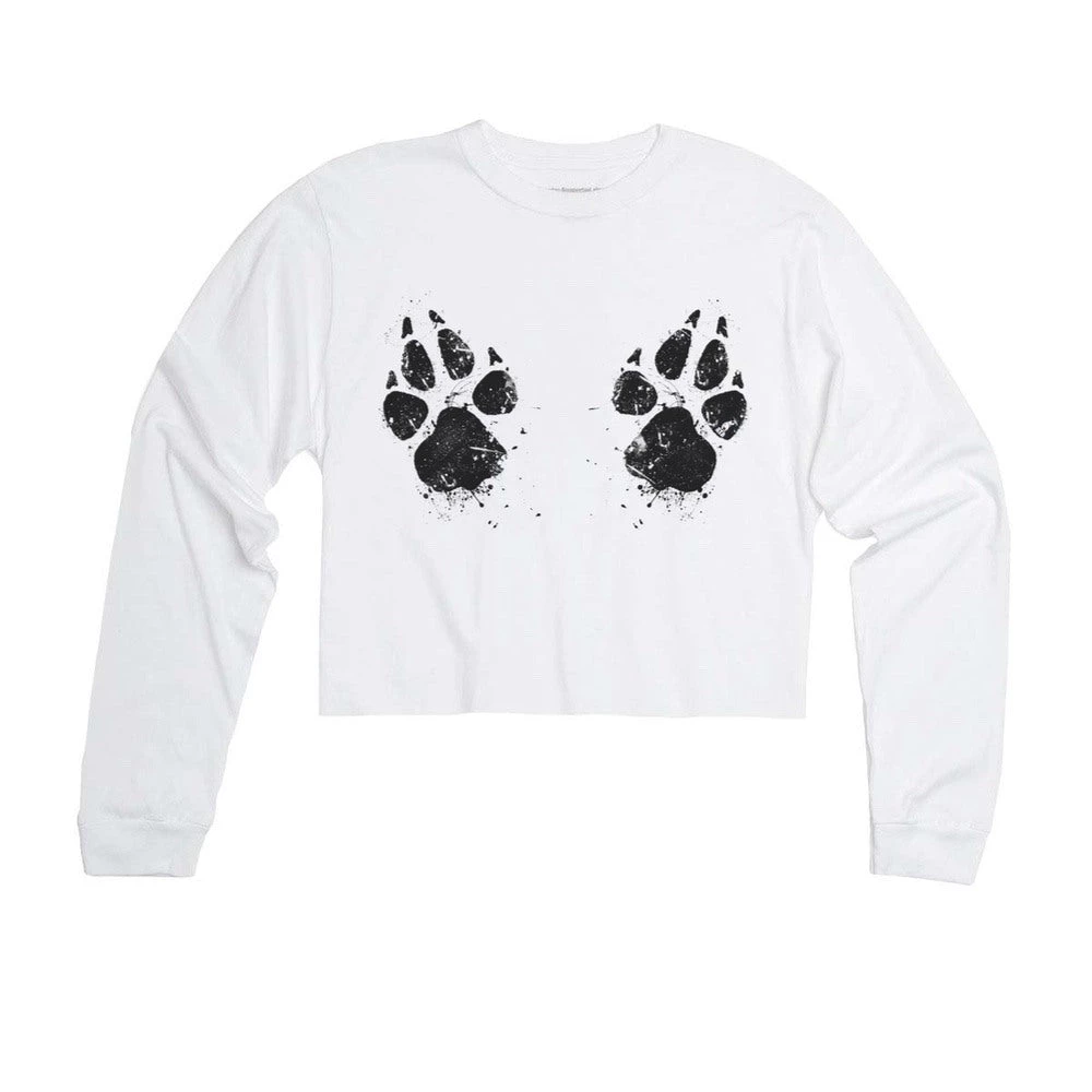 Arm The Animals Women's | Paw-sive Aggressive | Cutie Long Sleeve Cut Crop Long Sleeves