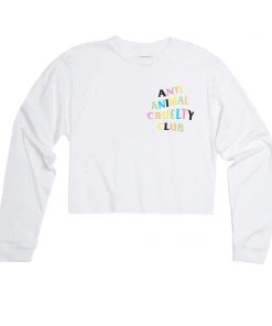Arm The Animals Cut Crop Long Sleeves Women's | Rainbow Anti Animal Cruelty Club | Cutie Long Sleeve