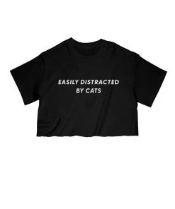 Arm The Animals Cut Crop Tees Women's | Easily Distracted Cat | Cut Tee