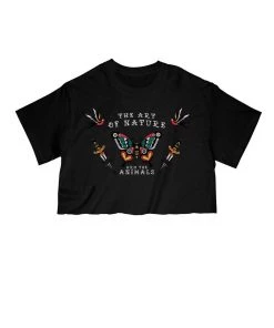 Arm The Animals Women's | Tattoo Butterfly | Cut Tee Cut Crop Tees