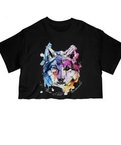 Arm The Animals Women's | Sunset Wolf | Cut Tee Cut Crop Tees