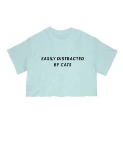 Arm The Animals Cut Crop Tees Women's | Easily Distracted Cat | Cut Tee